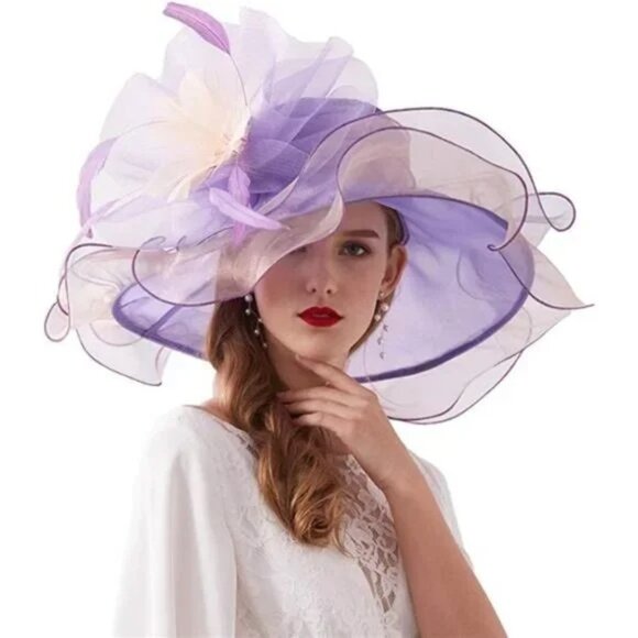 Women Hat Flower Can Be Used As a Headwear Purple - Picture 2 of 5